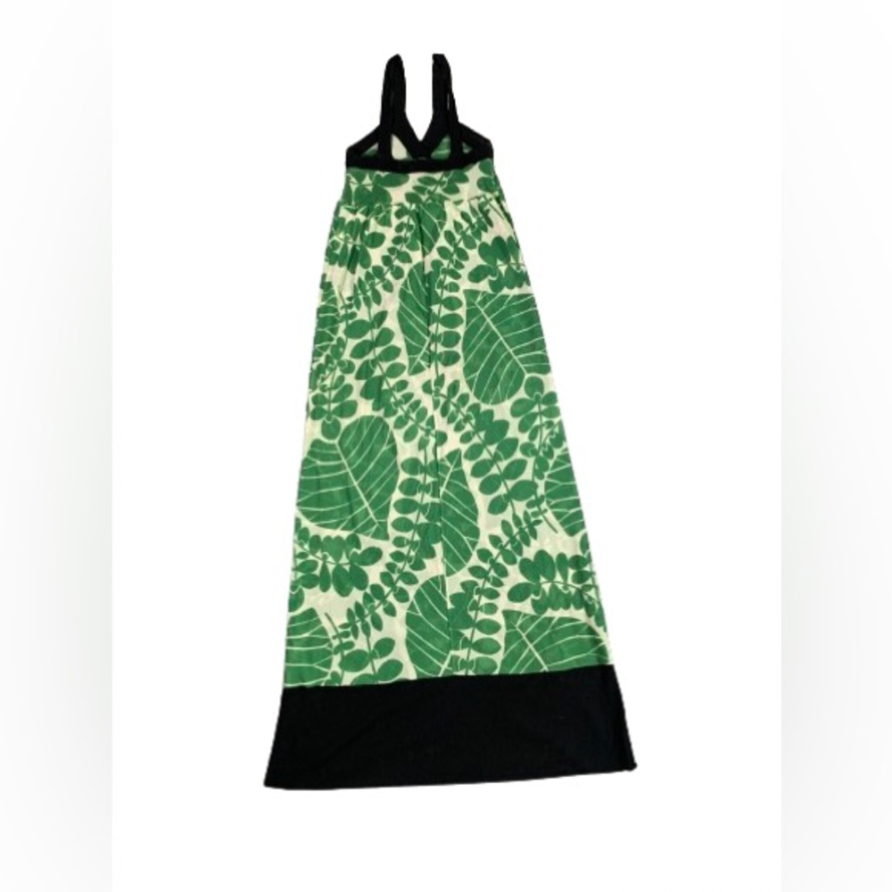 Micro Mesh Floral Dress Black Green Floral Size Small 100 % Nylon - Picture 3 of 9